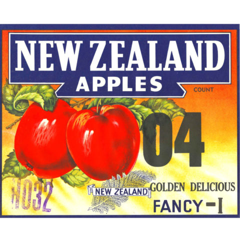 Original 1950s NZ Apple Label Golden Delicious Fancy-I 04