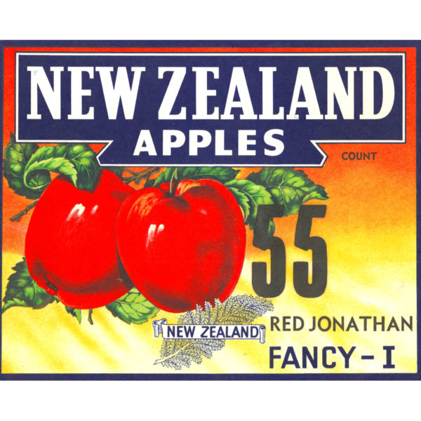 Original 1950s NZ Apple Label Red Jonathan Fancy-I 55