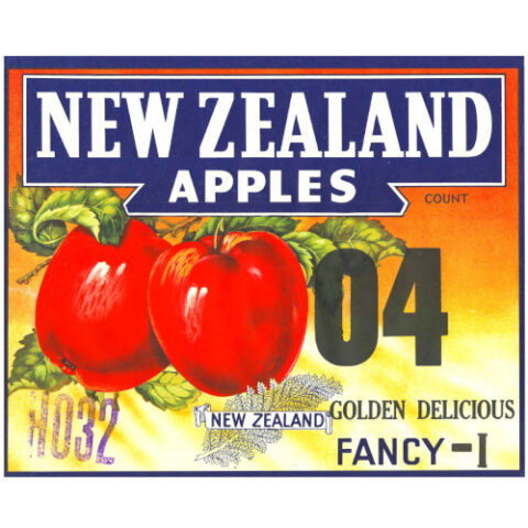 Original 1950s NZ Apple Label Golden Delicious Fancy-I 04 (NZA-004)