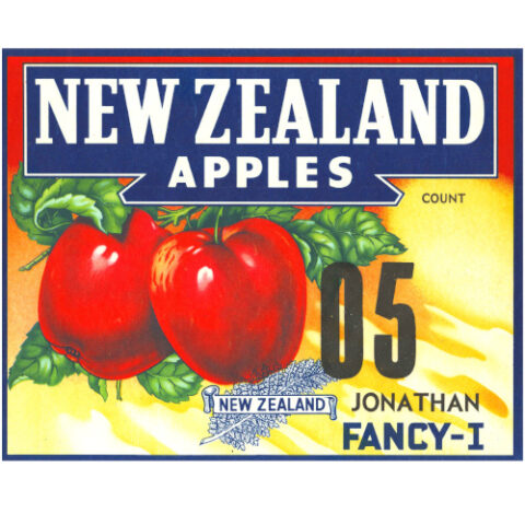 Original 1950s NZ Apple Label Jonathan Fancy-I 05 (NZA-006)