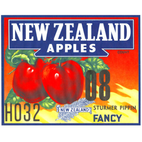 Original 1950s NZ Apple Label Sturmer Pippin 08 (NZA-010)