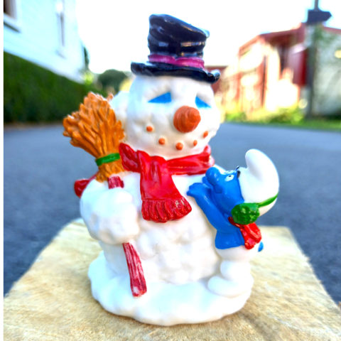 Candy Topper Snowman With Smurf Child