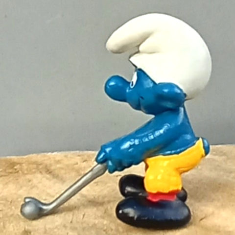 20055 Golfer Smurf With Yellow Pants And Black Shoes RARE (Golfschlumpf) #2
