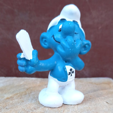 20056 Card Player Smurf Without Printing On Cards RARE (Kartenschlumpf) #4