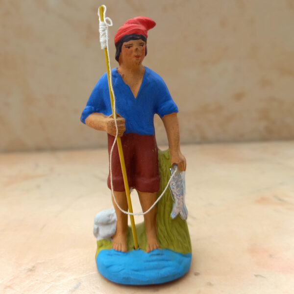 Fisherman Standing (Hand-Painted Terracotta Figurine made by Paul Fouque) #3