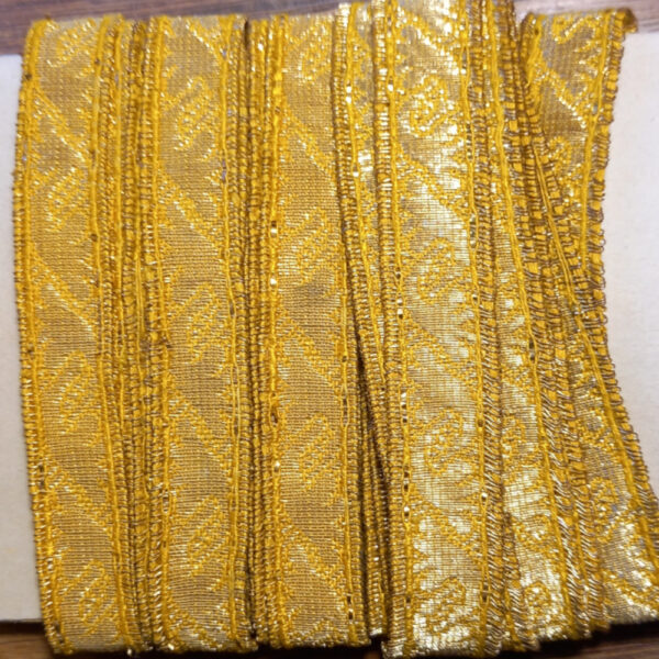 Gold Metallic Jacquard Ribbon (RG-005) sold by the meter - Image 2