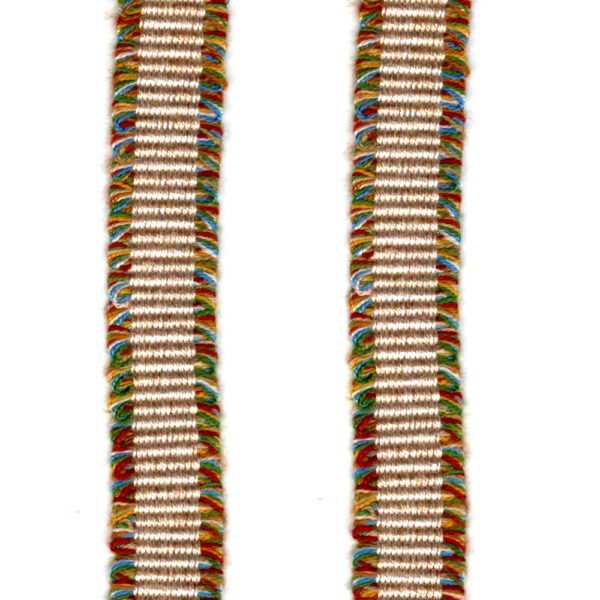 Vintage Upholstery Braid Cream with Coloured Edge (UB-004) sold by the meter