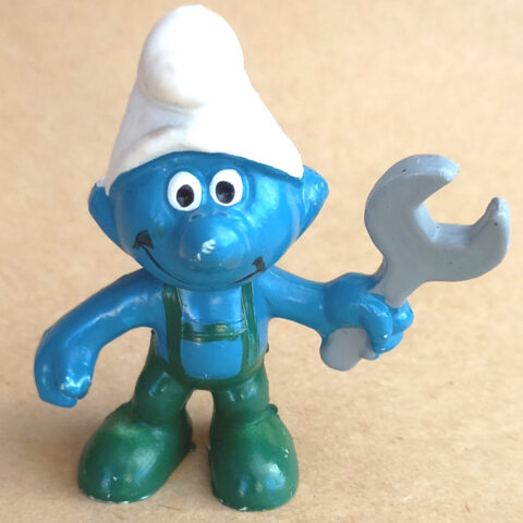 20012 Mechanic Smurf Grey Wrench Green Pants (Mechaniker Schlumpf)