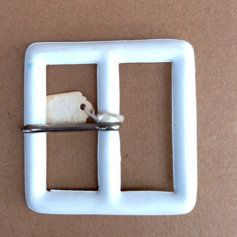 Large Vintage Plastic Belt Buckle White (BB-010)
