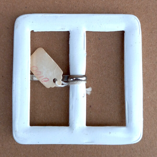 Large Vintage Plastic Belt Buckle White (BB-010) - Image 2
