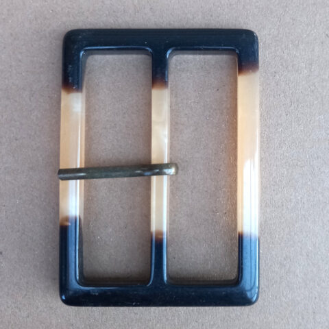 Large 1960s Plastic Belt Buckle Tan and Brown (BB-015)