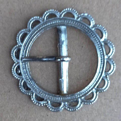 Vintage Ornate Round Silver Belt Buckle (BB-017)