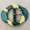 1940s Metal Belt Buckle Green/Cream (BB-023)