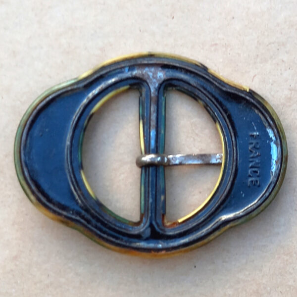 1940s Metal Belt Buckle Green/Cream (BB-023) - Image 2