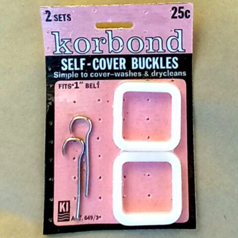 Vintage Korbond Self-Cover Buckles x2 for 1″ Belt (BB-038) (Original Packaging)