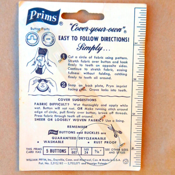 14mm Prims Self Cover Buttons x5 Size 24 (BUT-003) Original Packaging - Image 2