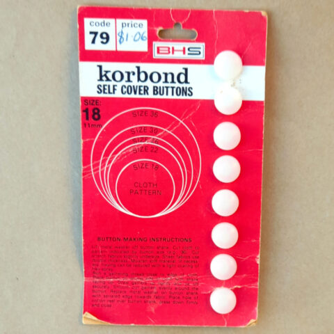 11mm Korbond Self Cover Buttons x8 Size 18 (BUT-004) Original Packaging
