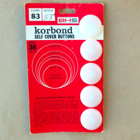 22mm Korbond Self Cover Buttons x6 Size 36 (BUT-006) Original Packaging