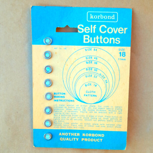 11mm Korbond Self Cover Buttons x8 Size 18 (BUT-007) Original Packaging - Image 2