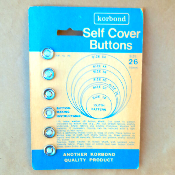 16mm Korbond Self Cover Buttons x6 Size 26 (BUT-008) Original Packaging - Image 2