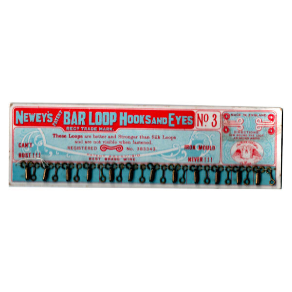 Newey's Bar Loop Hooks and Eyes Size 3 (BUT-010) (on Original Card)