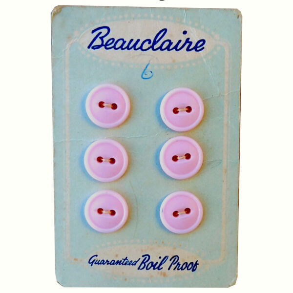 12mm Vintage Beauclaire Buttons x6 pink (BUT-002) (Original Packaging)
