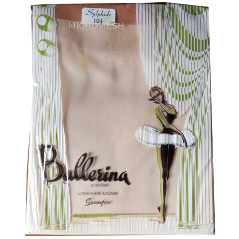 1960s Ballerina Micromesh Seamfree Nylon Stockings Sylphide Size 10-1/2