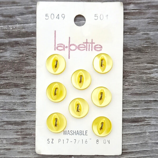 10mm Vintage La Petite Buttons x8 yellow (BUT-018) (Original Packaging)