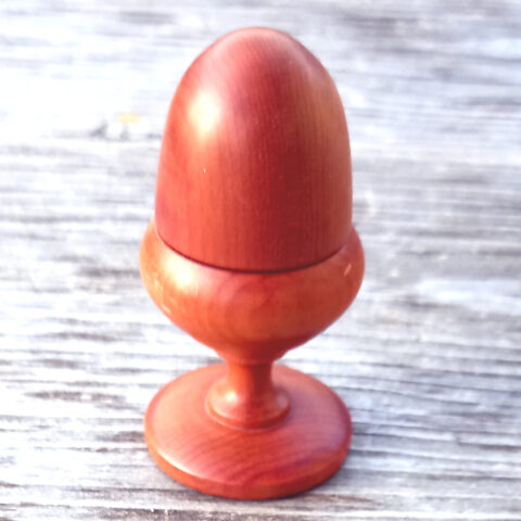 Antique Treen Turned Wood Acorn Thimble Holder with Thimble (MIS-011)