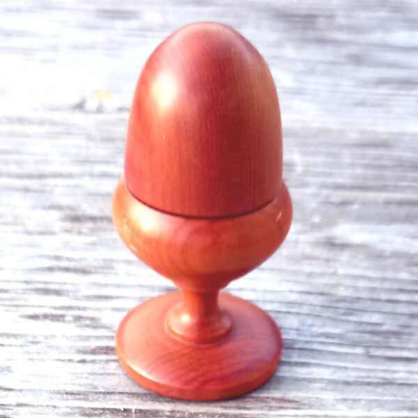 Antique Treen Turned Wood Acorn Thimble Holder with Thimble (MIS-011)