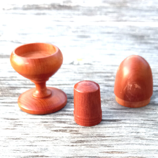 Antique Treen Turned Wood Acorn Thimble Holder with Thimble (MIS-011) - Image 4