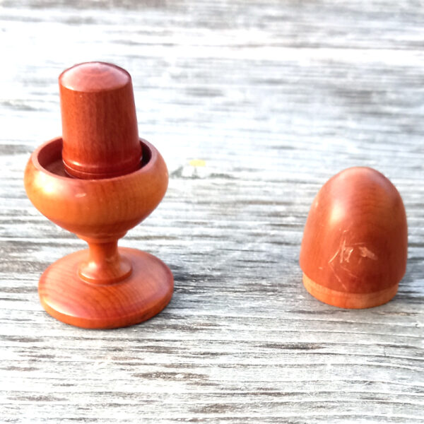 Antique Treen Turned Wood Acorn Thimble Holder with Thimble (MIS-011) - Image 2