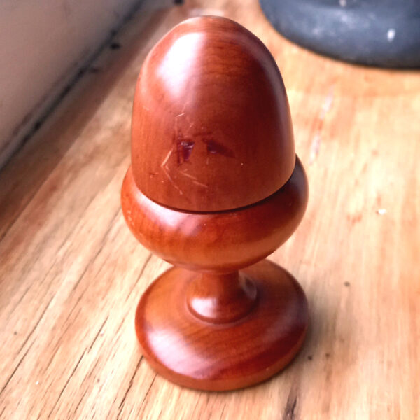Antique Treen Turned Wood Acorn Thimble Holder with Thimble (MIS-011) - Image 7