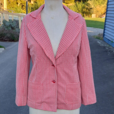 Vintage Fitted Jacket Red Houndstooth size M (VC-001)