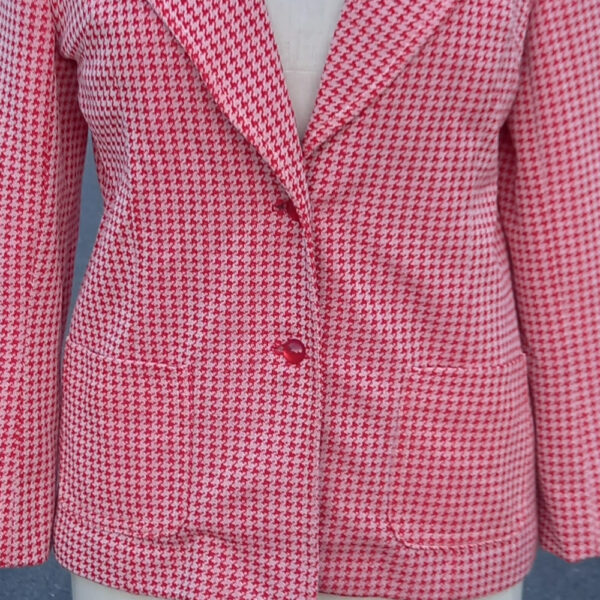 Vintage Fitted Jacket Red Houndstooth size M (VC-001) - Image 2
