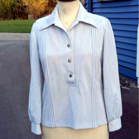 Vintage Silver Lame Pintucked Shirt Puritan Sports size M (VC-003)