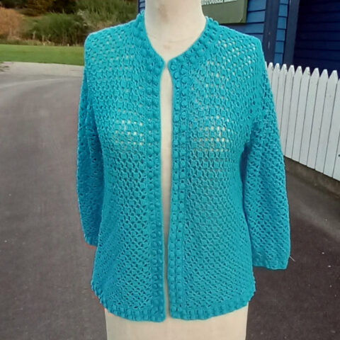 Vintage Crochet Cardigan Blue size M-L (VC-005)