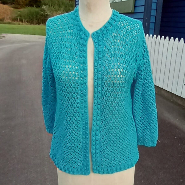 Vintage Crochet Cardigan Blue size M-L (VC-005)