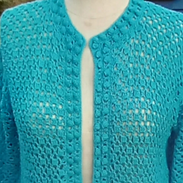 Vintage Crochet Cardigan Blue size M-L (VC-005) - Image 2