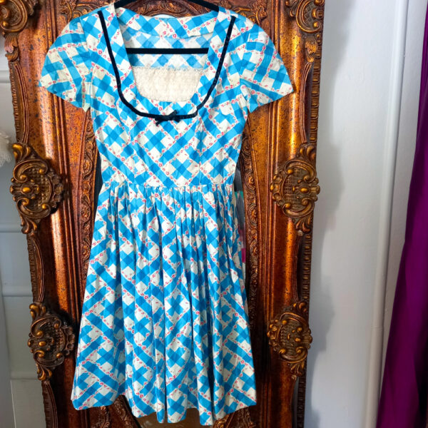 Vintage Dirndl-Style Dress Cotton size S (VC-006)