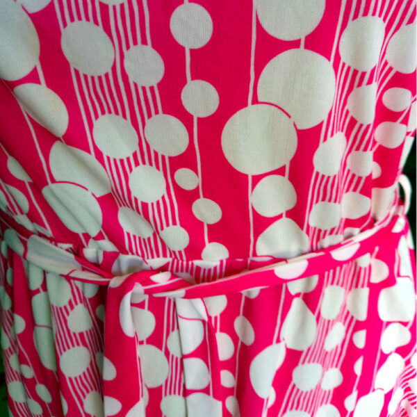 1970s Sleeveless Dress with Belt Pink/White size S-M (VC-008) - Image 2