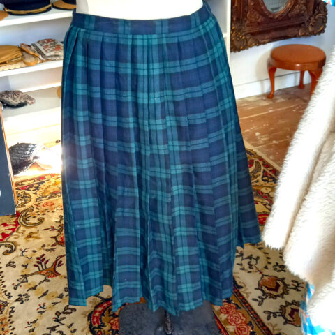 Vintage Plaid Tartan Skirt Blue/Green/Black Frenz by Sally Small size 14 (VC-011)