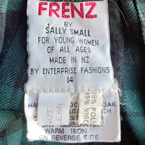 Vintage Plaid Tartan Skirt Blue/Green/Black Frenz by Sally Small size 14 (VC-011) - Image 2