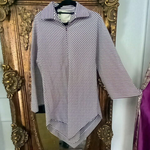 Genuine Vintage Top Brown/White Striped by House of Raymonde Ltd size 14 (VC-013)