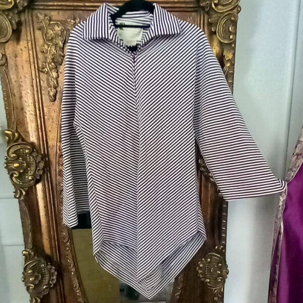 Genuine Vintage Top Brown/White Striped by House of Raymonde Ltd size 14 (VC-013)