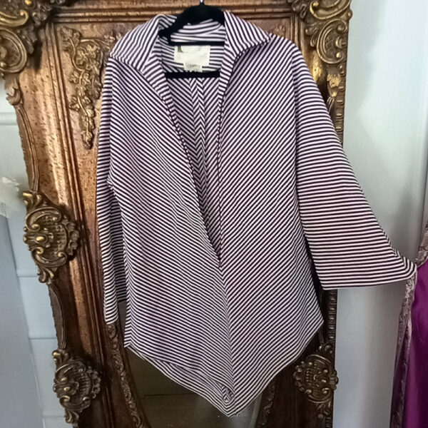 Genuine Vintage Top Brown/White Striped by House of Raymonde Ltd size 14 (VC-013) - Image 2