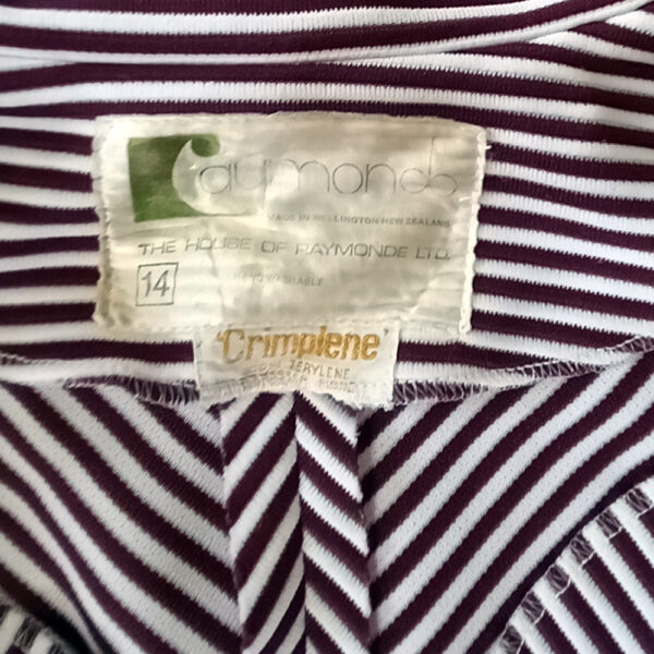 Genuine Vintage Top Brown/White Striped by House of Raymonde Ltd size 14 (VC-013) - Image 4