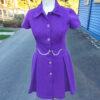 Vintage Butte Knit Purple Dress with Chains size 14 (VC-015)