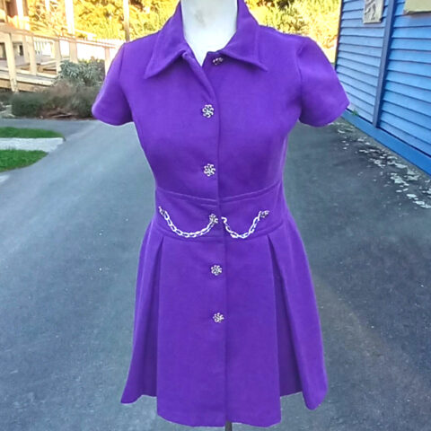Vintage Butte Knit Purple Dress with Chains size 14 (VC-015)