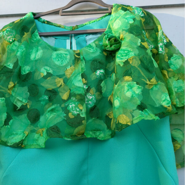 Genuine Vintage Full Length Polyester Dress Green size L (VC-016) - Image 3